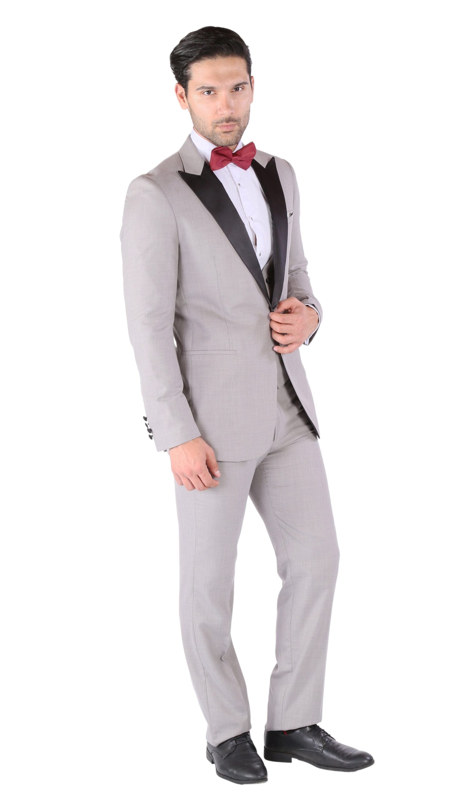 Luna 3pc Slim Fit Grey Peak Lapel Tuxedo - Image 2