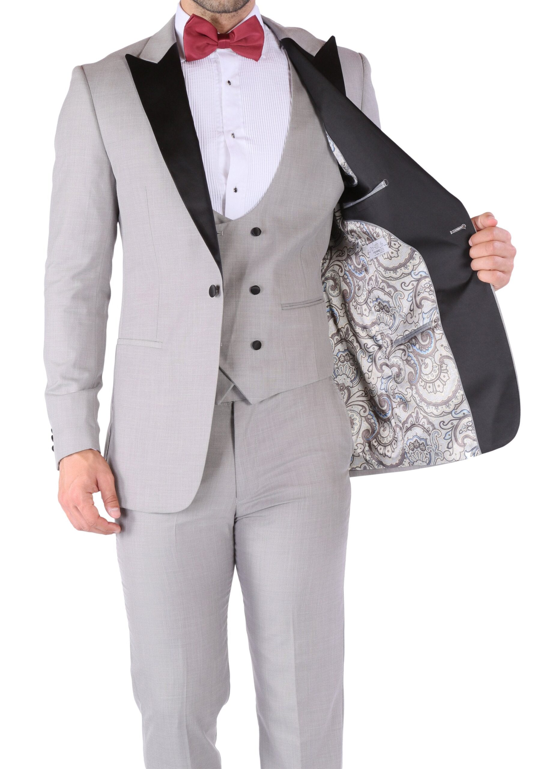 Luna 3pc Slim Fit Grey Peak Lapel Tuxedo - Image 3