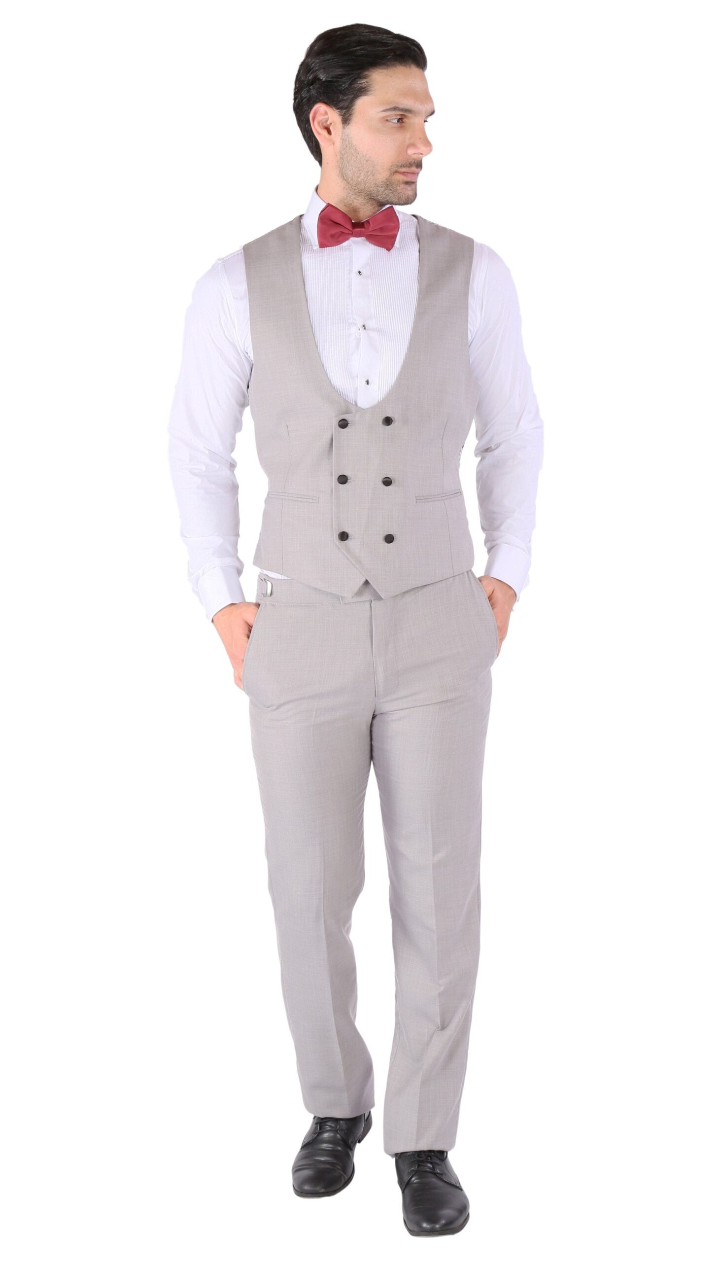 Luna 3pc Slim Fit Grey Peak Lapel Tuxedo - Image 5