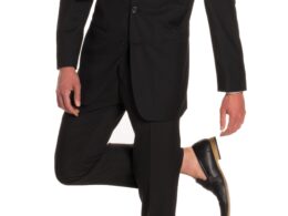 Mandarin Collar Suit - 2 Piece - Black