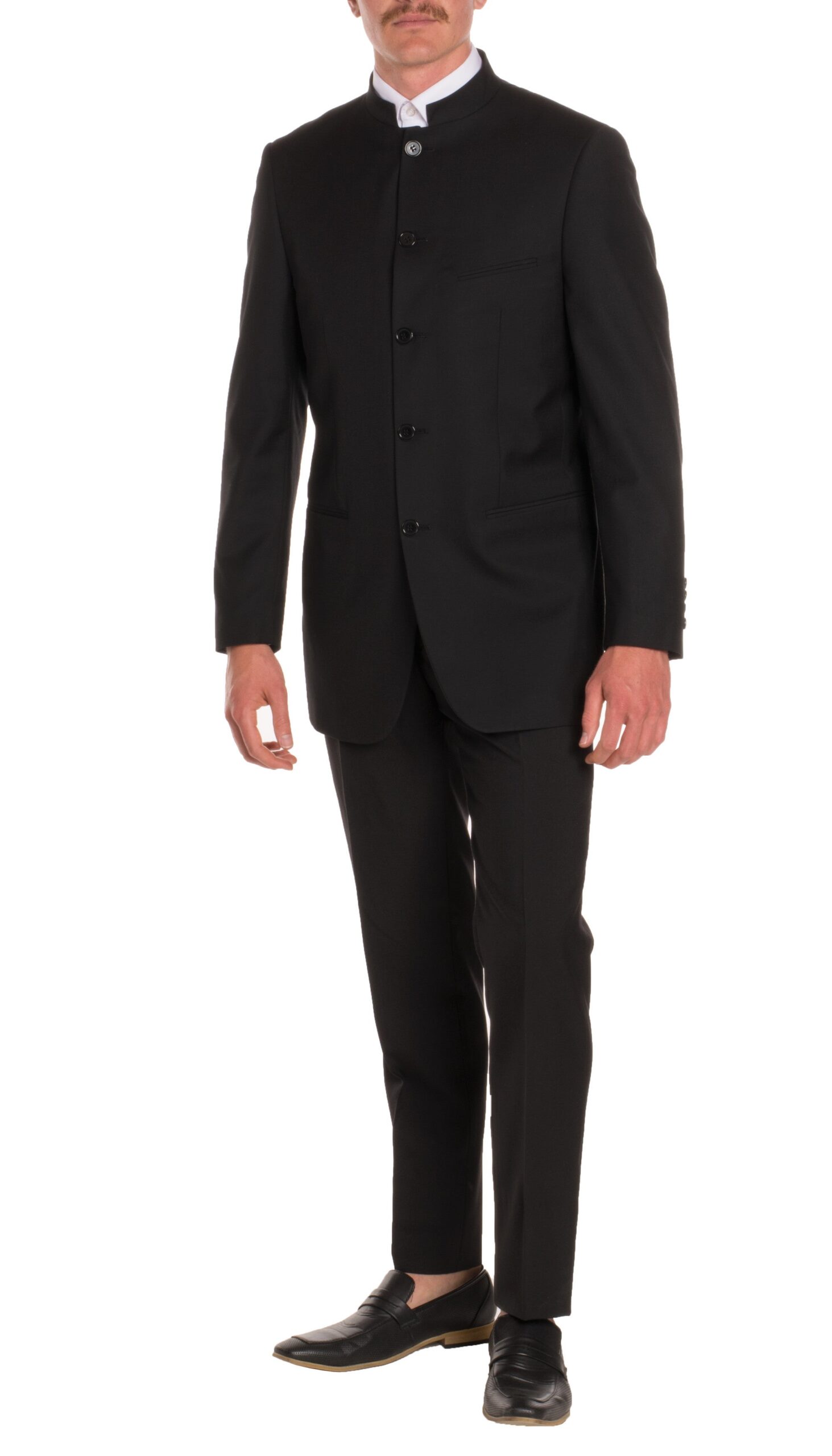 Mandarin Collar Suit - 2 Piece - Black - Image 2