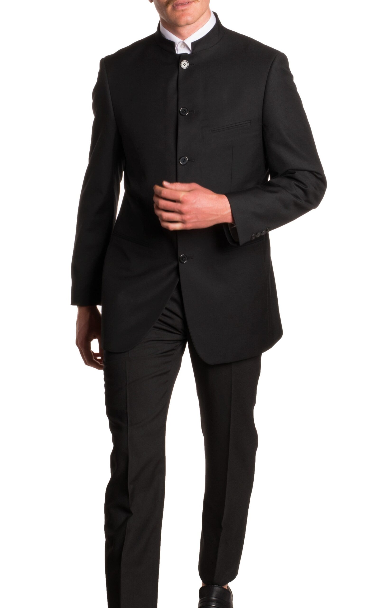 Mandarin Collar Suit - 2 Piece - Black - Image 3