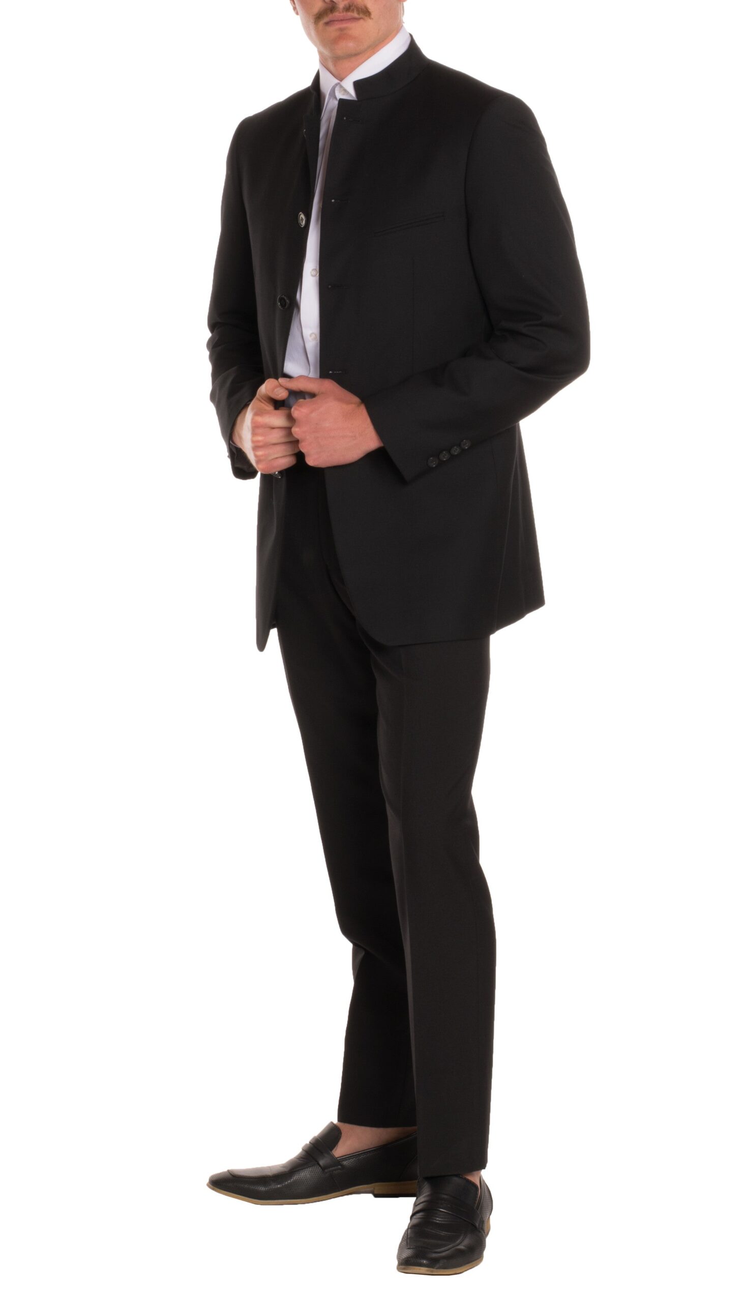 Mandarin Collar Suit - 2 Piece - Black - Image 4