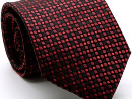 Mens Dads Classic Red Geometric Pattern Business Casual Necktie & Hanky Set P-1