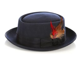 Navy Pork Pie Hat - Wool