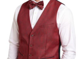 Ferrecci Mens PV200 - Burgundy with Black Back Adjustable Vest Set