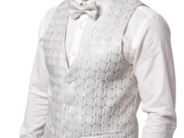 Ferrecci Mens PV250 - White with Black Back Adjustable Vest Set