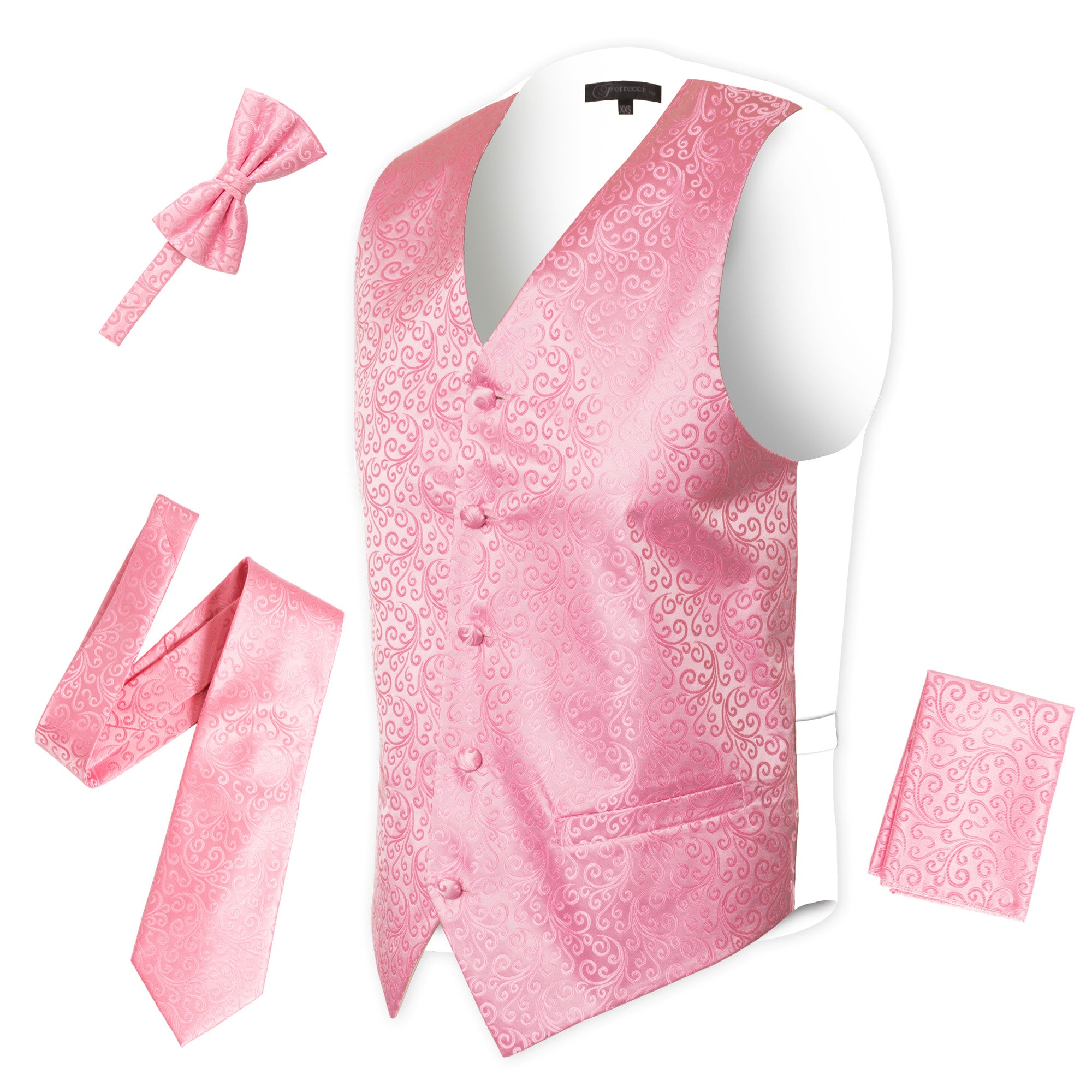 Ferrecci Mens PV50-11 Pink with White Back Vest Set - Image 4