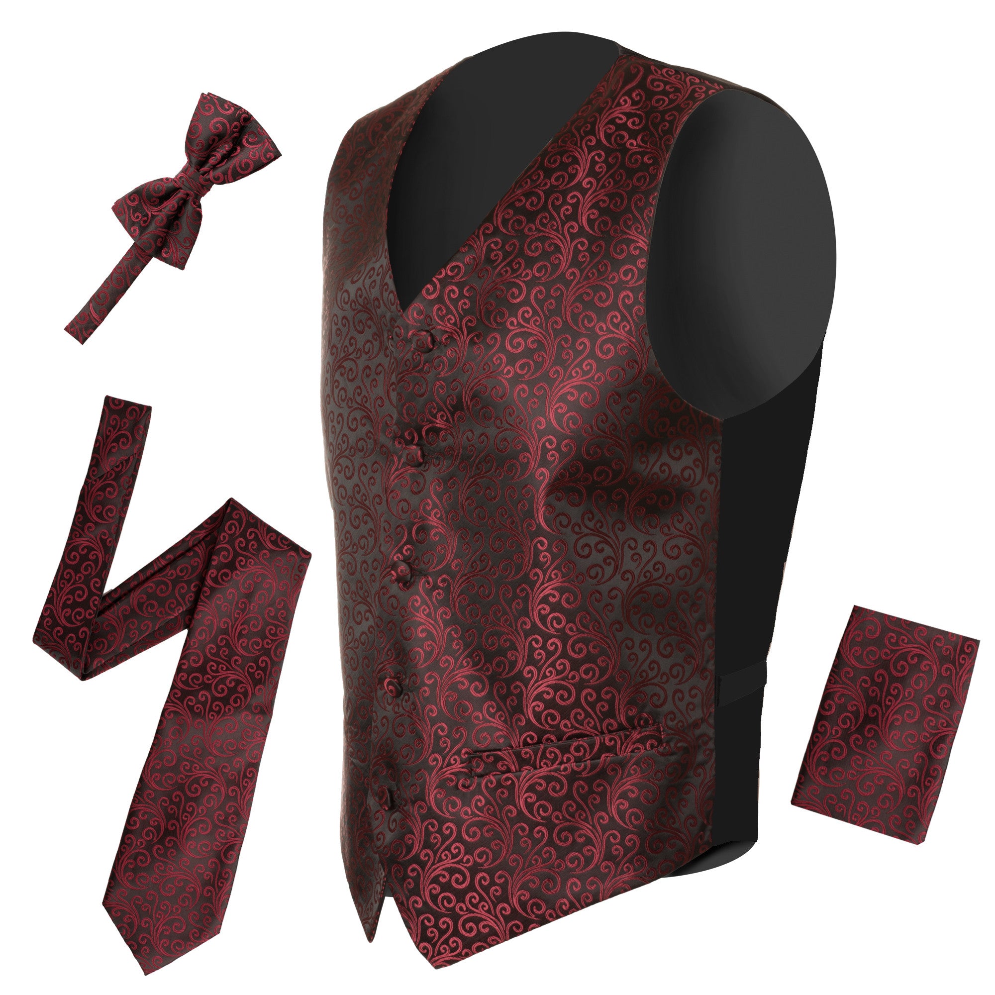 Ferrecci Mens PV50-2 Burgundy with Black Back Vest Set - Image 13