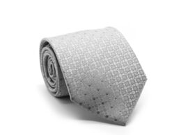 Ferrecci Mens Grey Geometric Necktie with Handkerchief Set