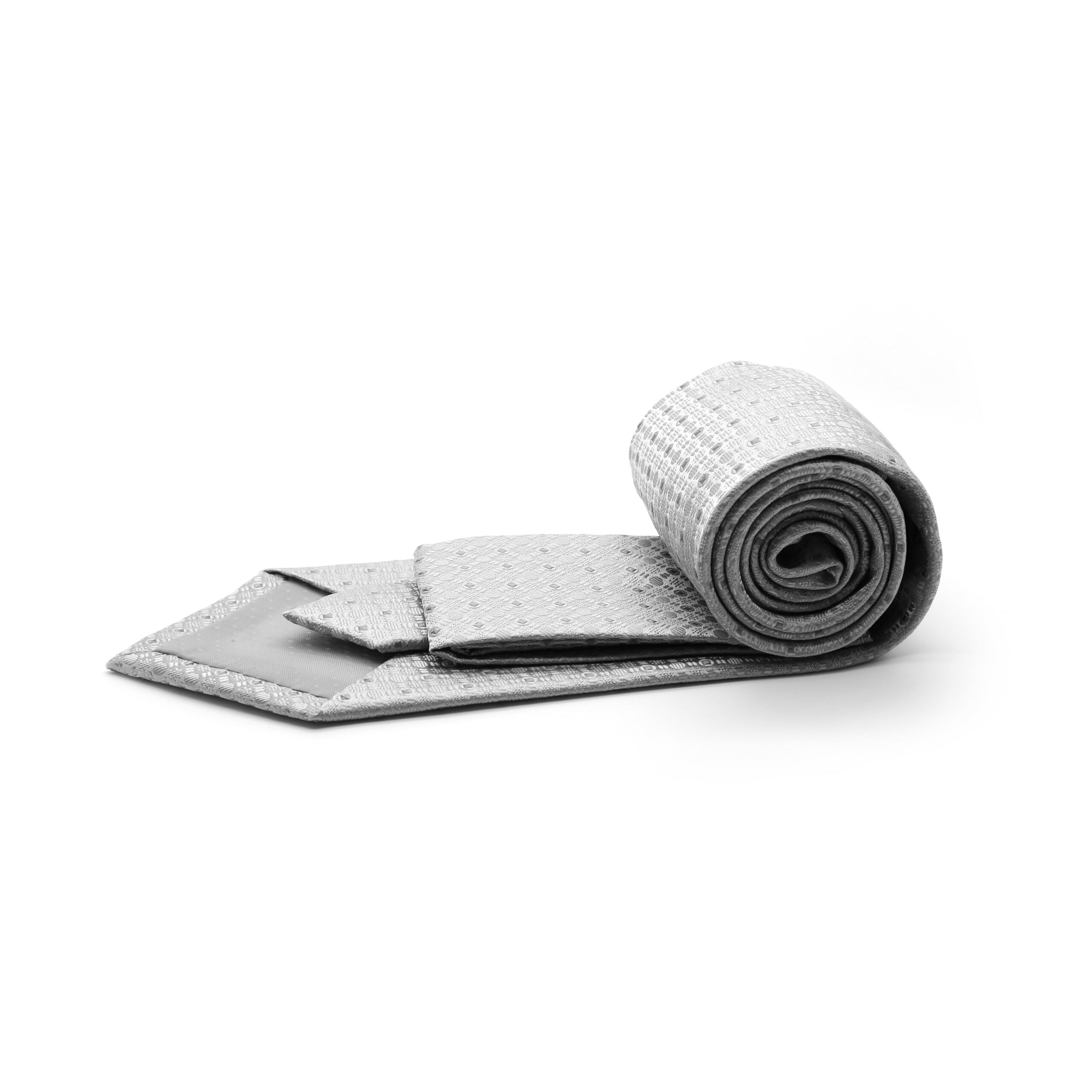 Ferrecci Mens Grey Geometric Necktie with Handkerchief Set - Image 2