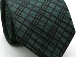 Mens Dads Classic Green Striped Pattern Business Casual Necktie & Hanky Set RO-6