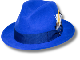 Ferrecci Brooks Soft 100% Australian Wool Felt Body With Removable Feather Royal Blue Hat Great For Travel.