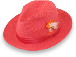 Tapa Crushable Straw Hat Fedora in Ruby