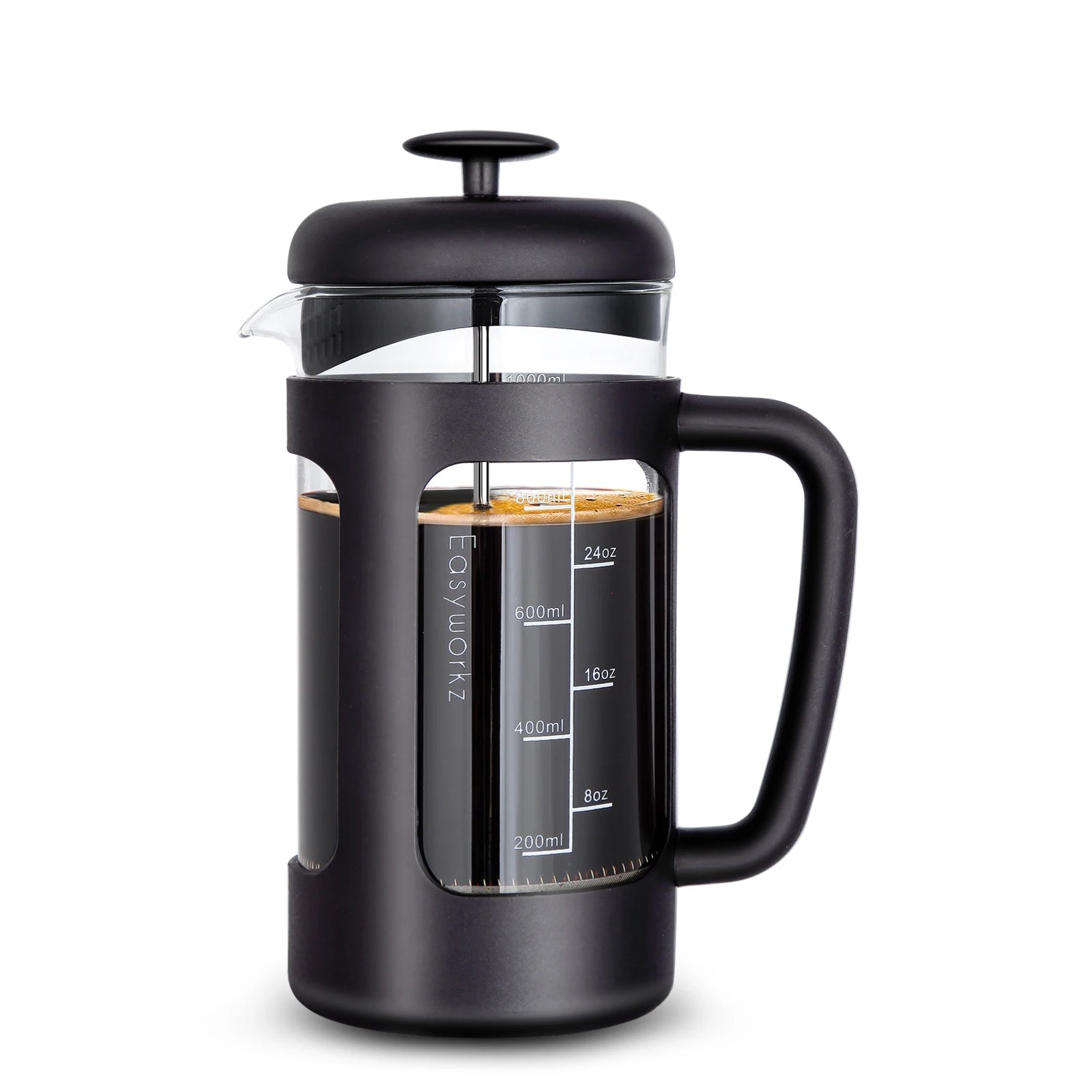 French Press Coffee Tea Maker with Borosilicate Glass,Soft Grip Handle