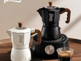Dual Valve Moka Pot Set with Heater, Home Espresso Maker