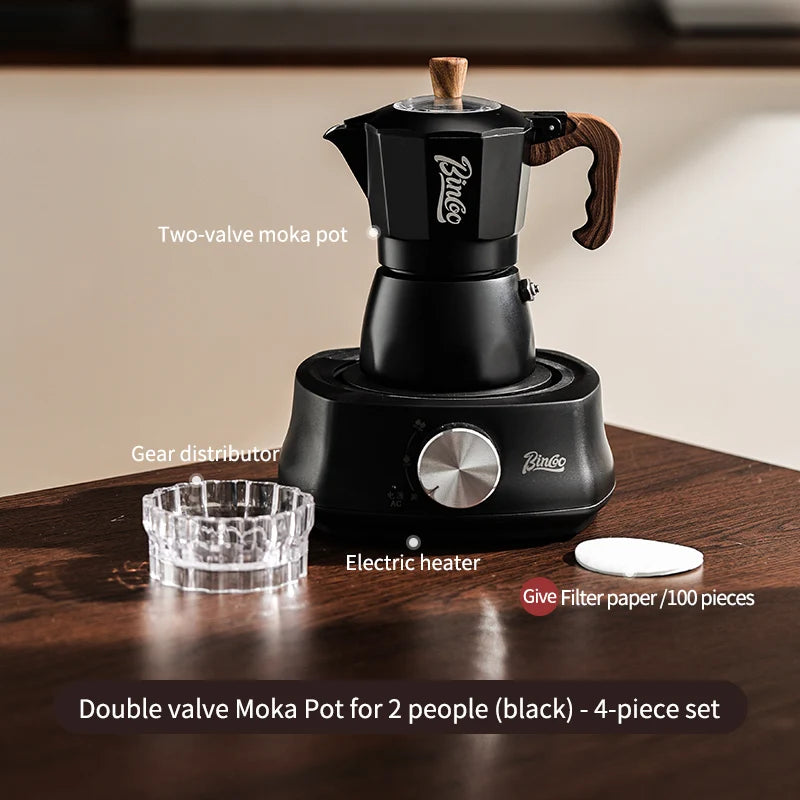 Dual Valve Moka Pot Set with Heater, Home Espresso Maker - Image 8