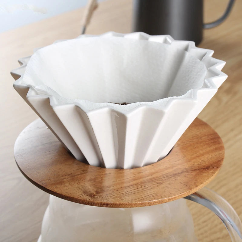 StepUp Coffee Origami Ceramic Pour Over Dripper, Handmade Cone Brewer - Image 4