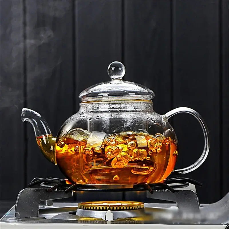 High Borosilicate Glass Flower Teapot Set: Heat-Resistant, Filterable, 400ml/1000ml" - Image 4