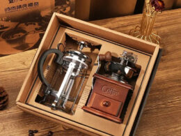Coffee Gift Set, French Press & Manual Coffee Grinder