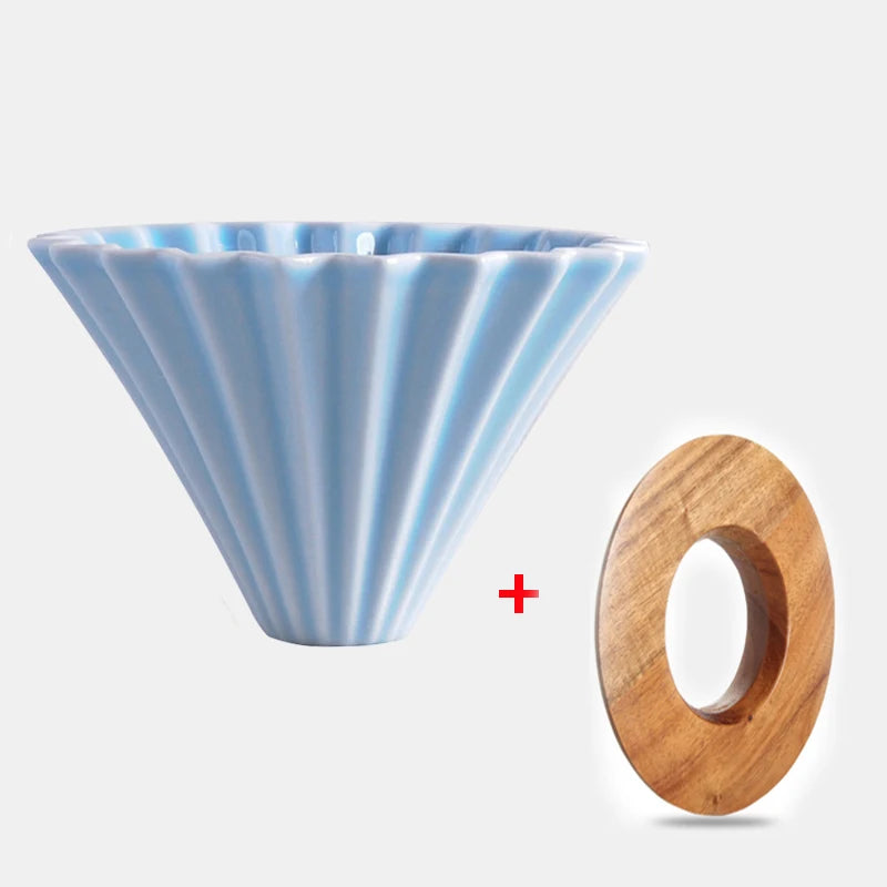 StepUp Coffee Origami Ceramic Pour Over Dripper, Handmade Cone Brewer - Image 6