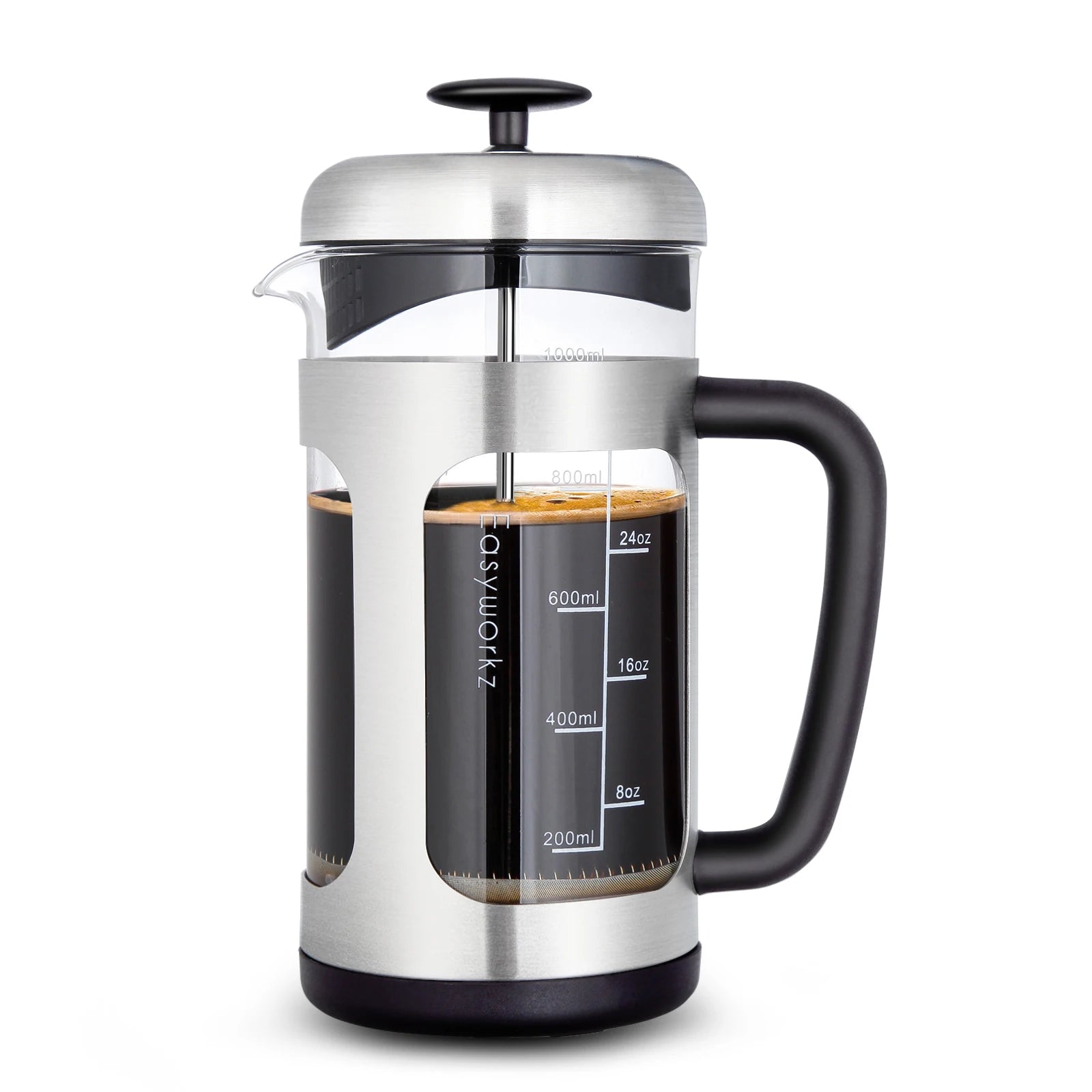 French Press Coffee Tea Maker with Borosilicate Glass,Soft Grip Handle - Image 8