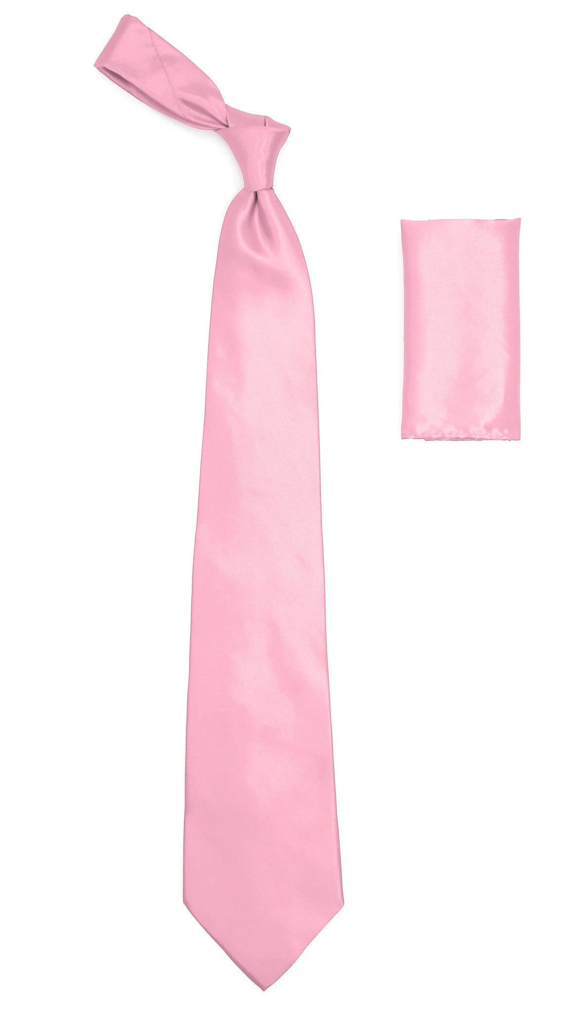 Pink Satin Regular Fit French Cuff Dress Shirt, Tie & Hanky Set - Image 2