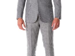Men's Stanford Slim Fit Houndstooth Peak Lapel 2pc Suit