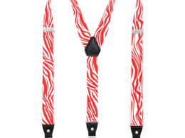 Red & White Zebra Unisex Clip On Suspenders