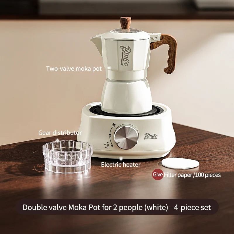 Dual Valve Moka Pot Set with Heater, Home Espresso Maker - Image 7