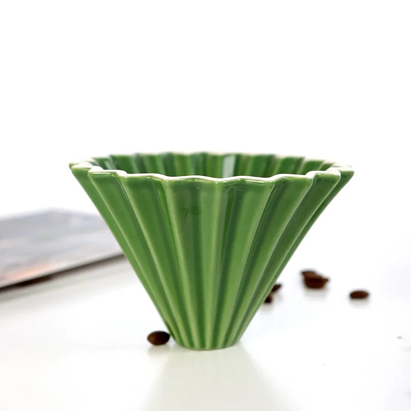 StepUp Coffee Origami Ceramic Pour Over Dripper, Handmade Cone Brewer - Image 43