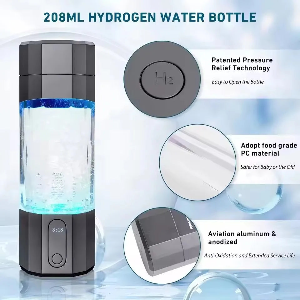 2025 10000PPB Hydrogen Water Bottle with Colorful Light & Valve - Image 4