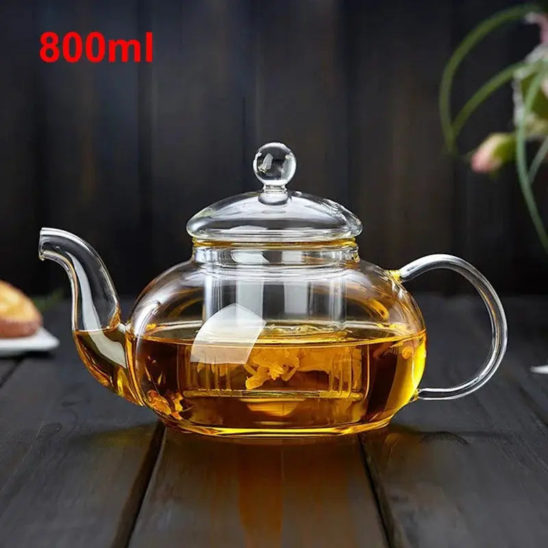 High Borosilicate Glass Flower Teapot Set: Heat-Resistant, Filterable, 400ml/1000ml" - Image 6
