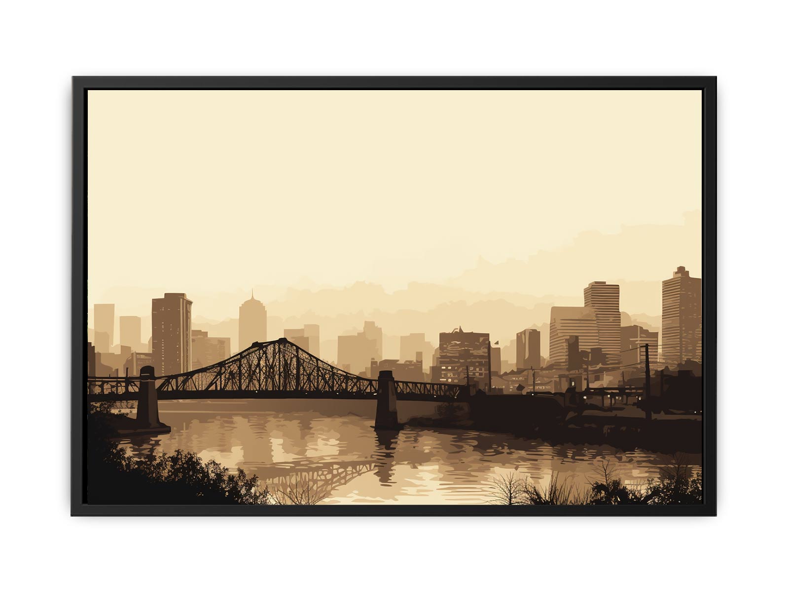 Brisbane Bridge Sepia Art Canvas Art Print - Image 7