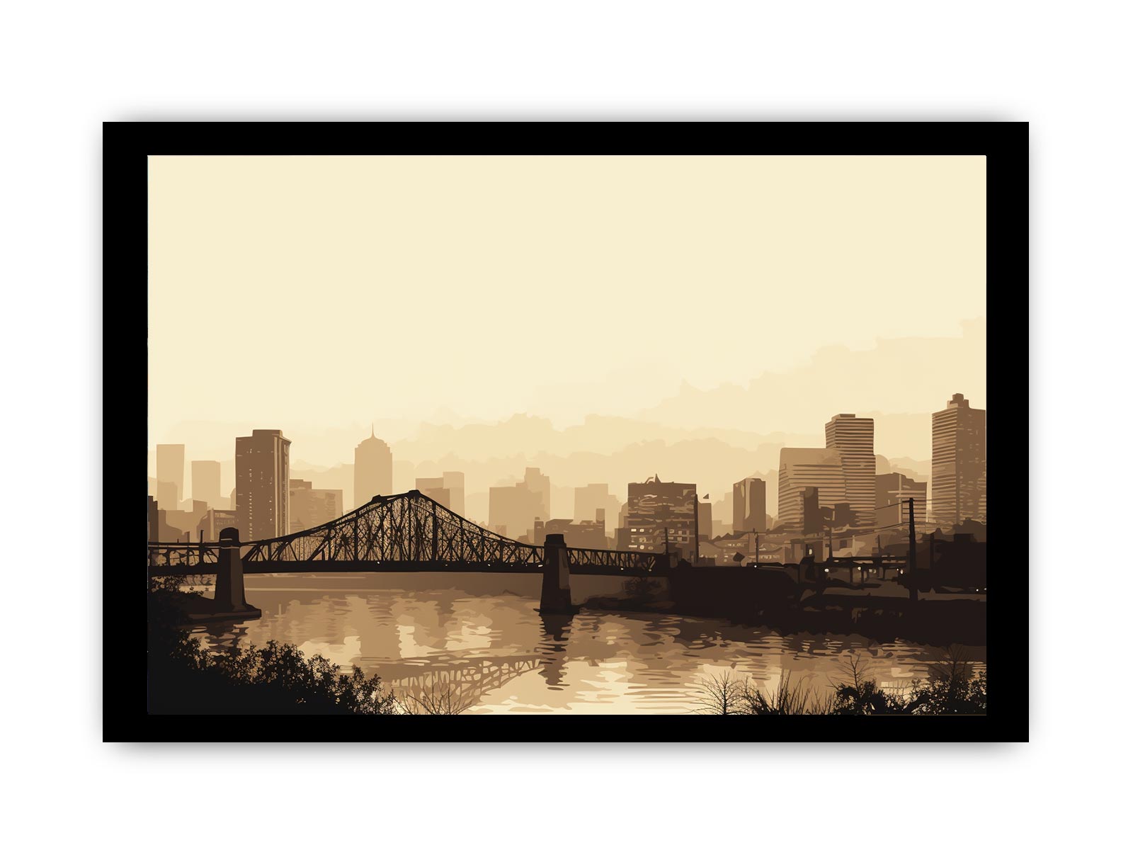 Brisbane Bridge Sepia Art Canvas Art Print - Image 22