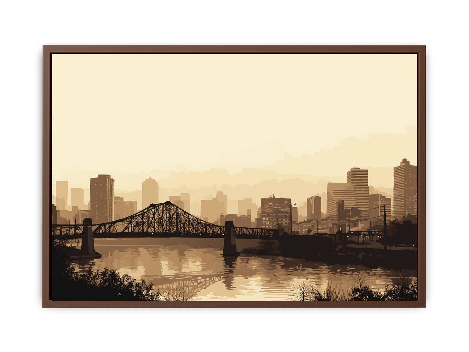 Brisbane Bridge Sepia Art Canvas Art Print - Image 9