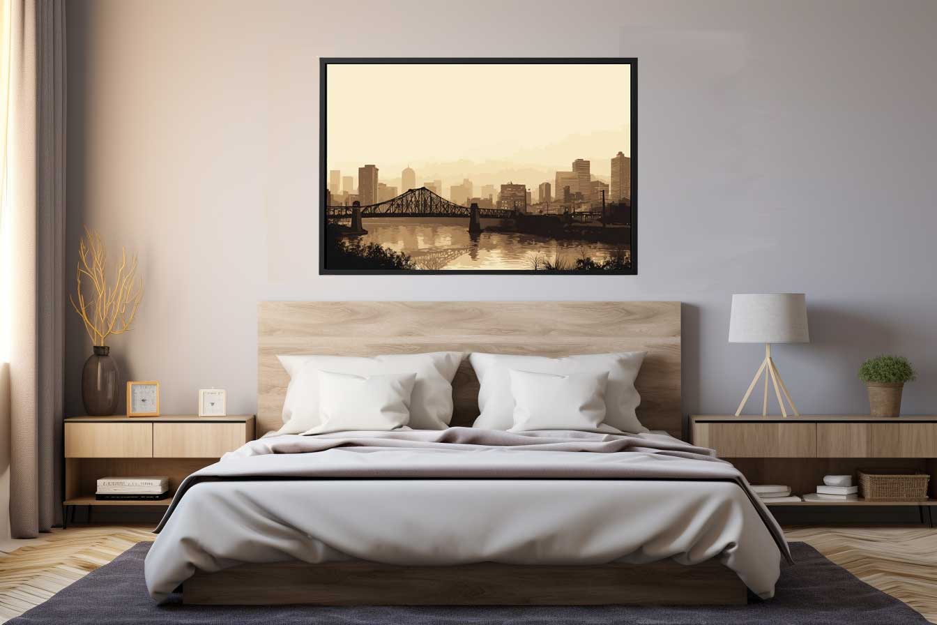 Brisbane Bridge Sepia Art Canvas Art Print - Image 3