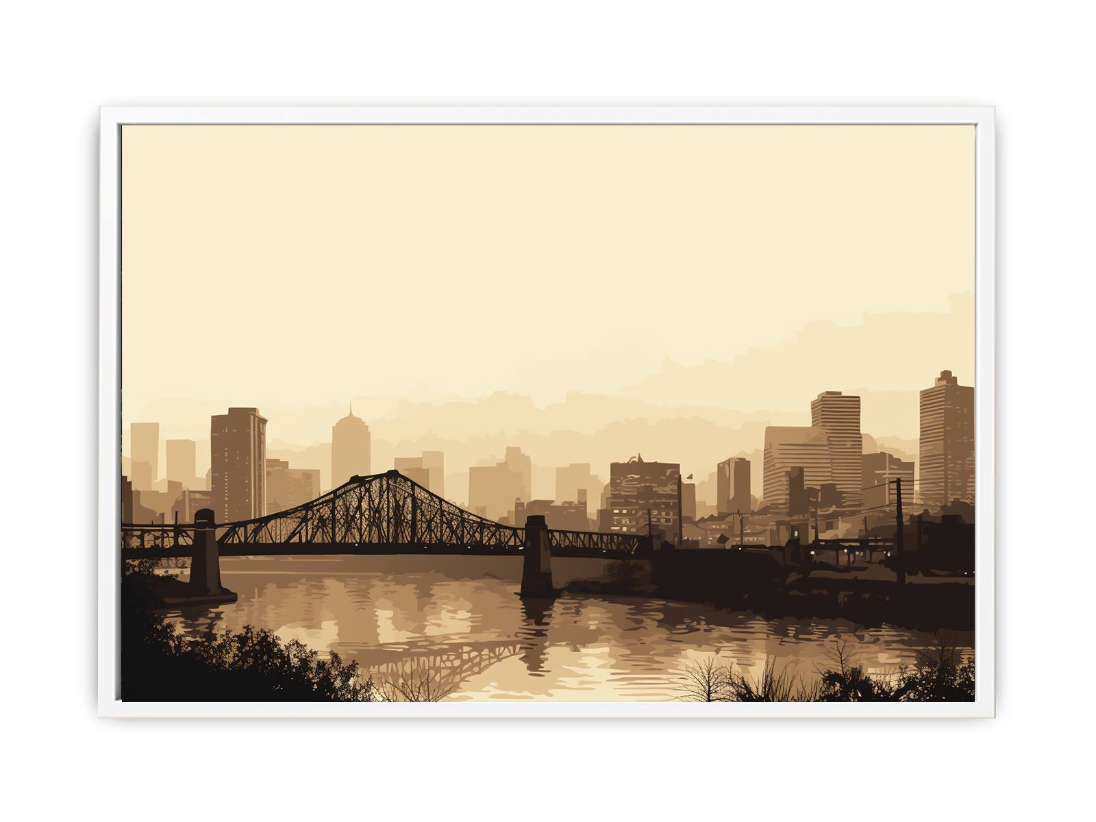 Brisbane Bridge Sepia Art Canvas Art Print - Image 20