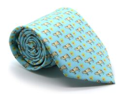 Cow Aqua Necktie with Handkerchief Set