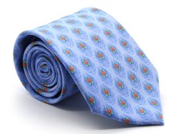 Feather Blue Necktie with Handkerchief Set