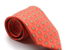 Feather Orange Necktie with Handkerchief Set