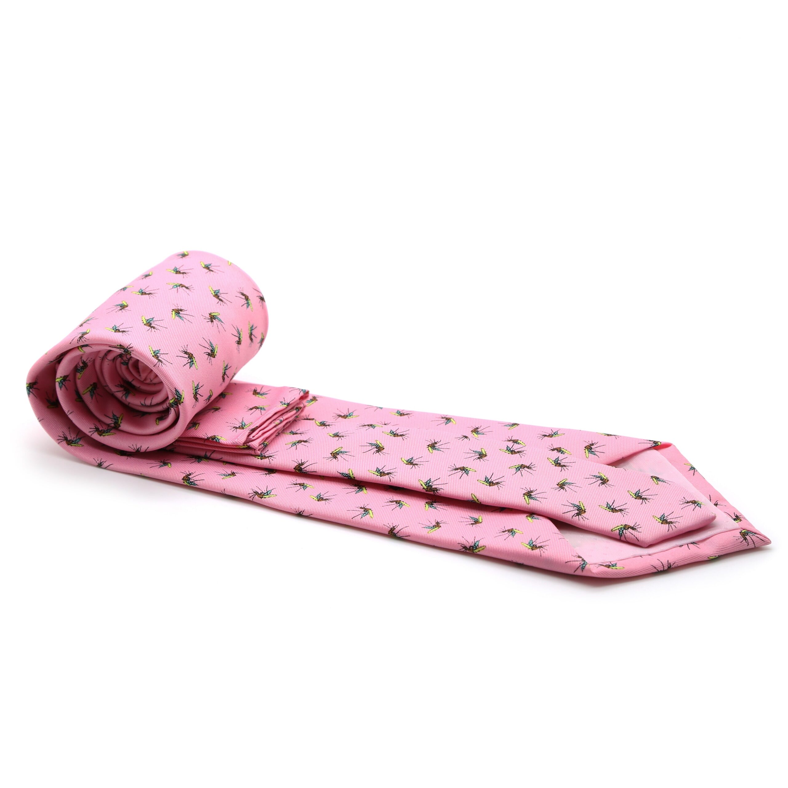 Mosquito Pink Necktie with Handkerchief Set - Image 2