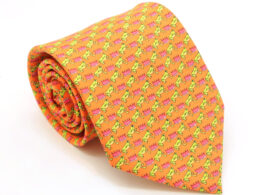 Frog Orange Necktie with Handkerchief Set
