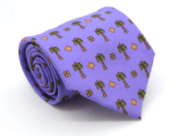 Palm Tree Purple  Necktie with Handkerchief Set