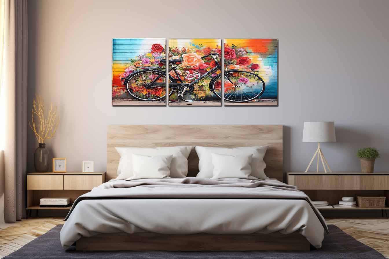 Bicycle Art Painting Canvas Art Print - Image 2