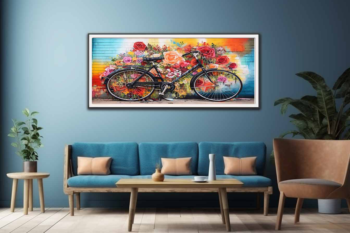 Bicycle Art Painting Canvas Art Print - Image 3