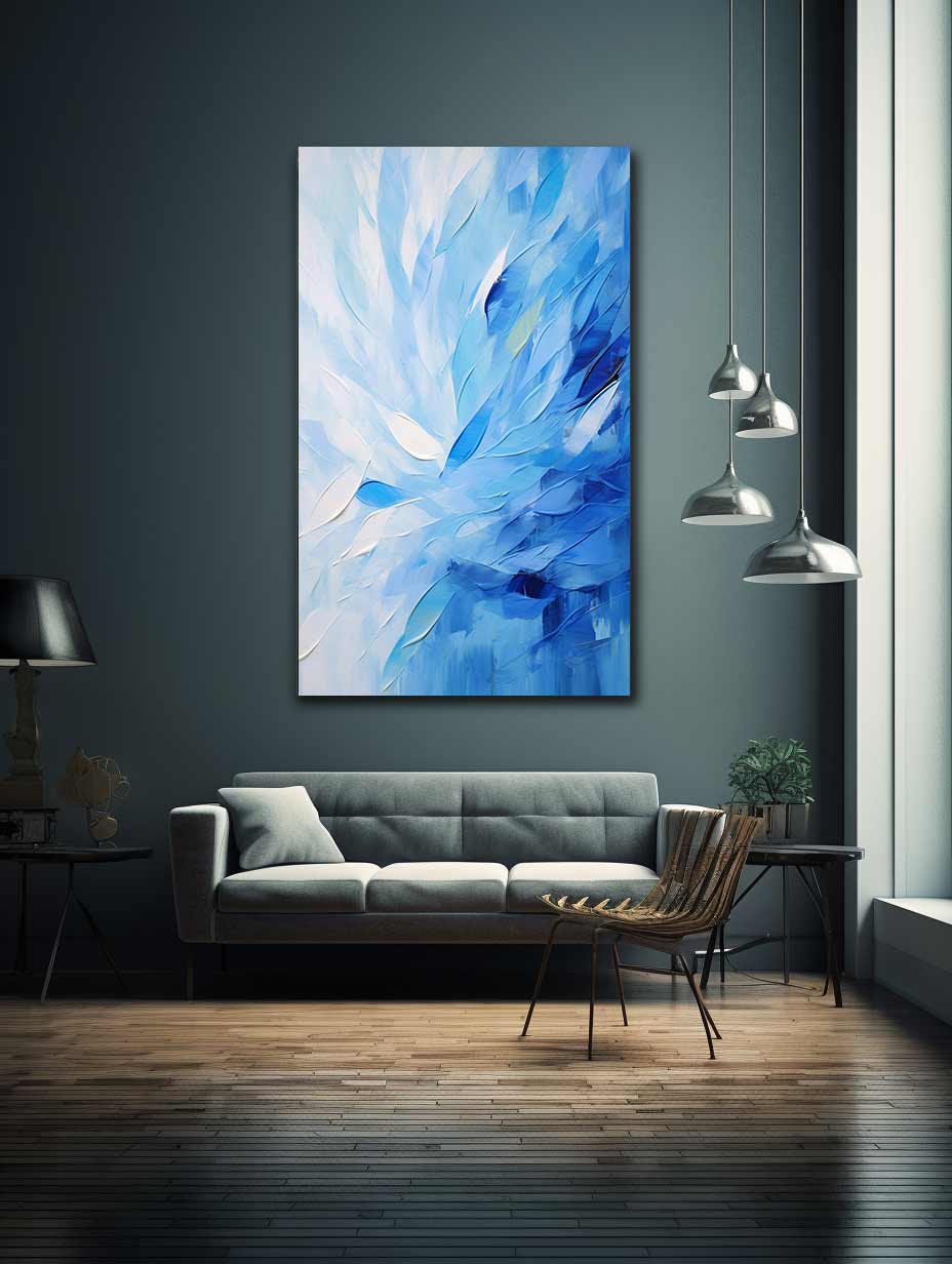 Abstract Blue Knife Art Painting Canvas Art Print - Image 2