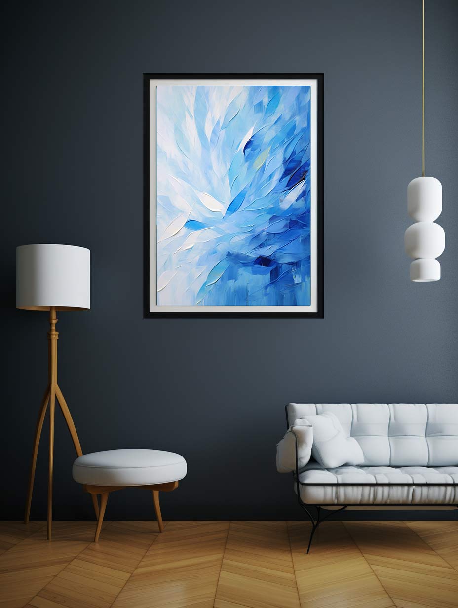 Abstract Blue Knife Art Painting Canvas Art Print - Image 3
