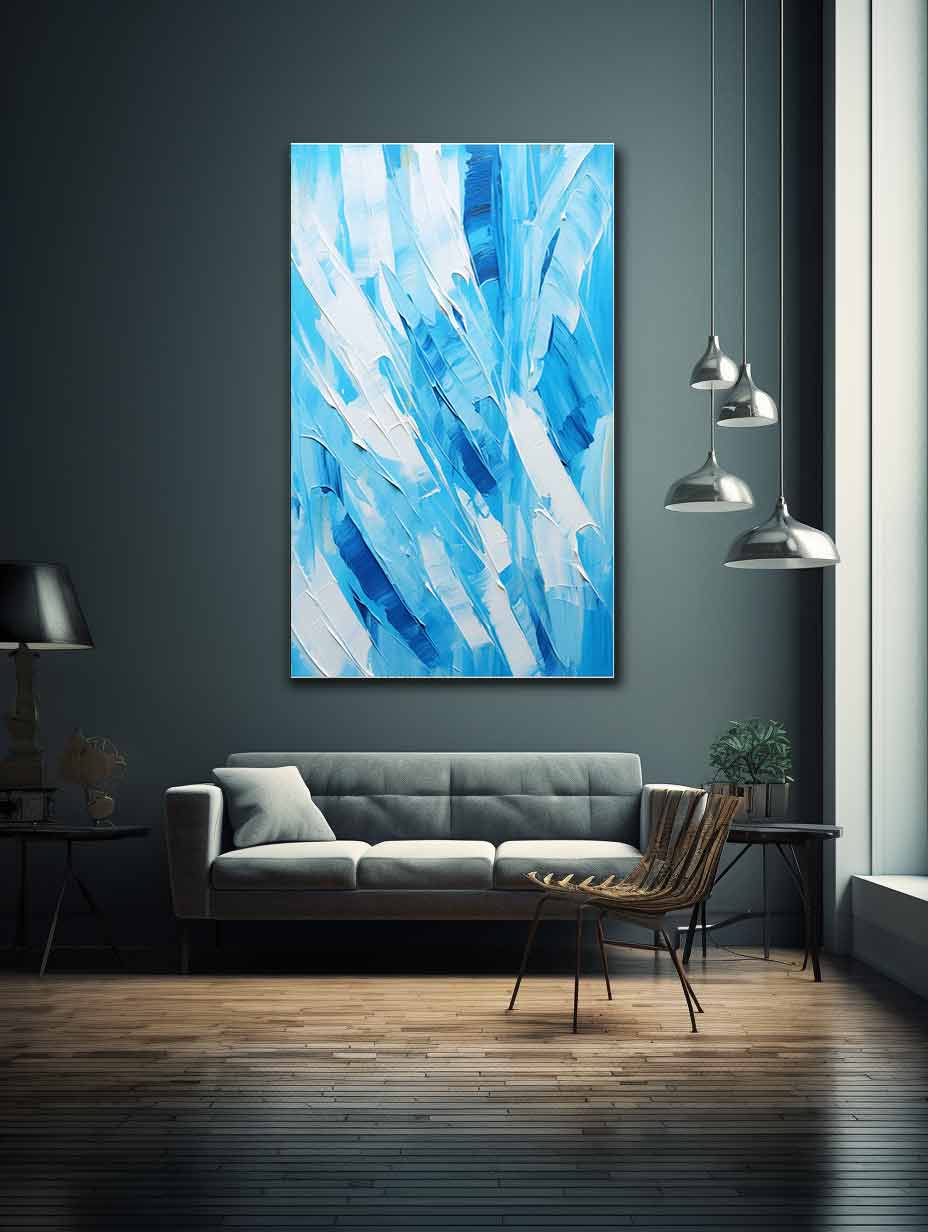 Abstract Blue Painting Canvas Art Print - Image 2