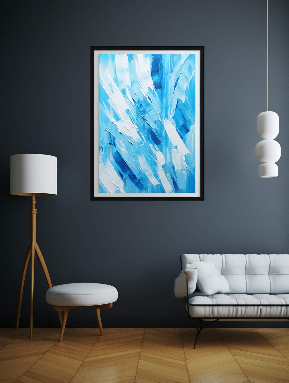 Abstract Blue Painting Canvas Art Print - Image 3